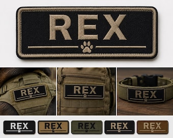 Custom Pet Name Patch Embroidered Name Tag Personalized Hook Loop Badge