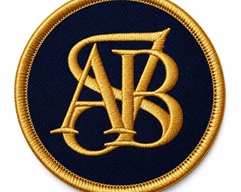 Toppa personalizzata con monogramma – Stemma ricamato blu navy per giacche (applicabile con ferro da stiro)