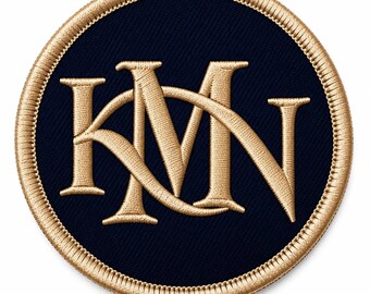 Custom Monogram Patch, Navy Gold Letter Patch, Personalized Jacket Hat Patch, Christmas Gift for Her or Him