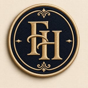 Gold FH Monogram Patch, Custom Initial Patch, Christmas Gift