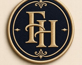 Gold FH Monogram Patch, Custom Initial Patch, Christmas Gift