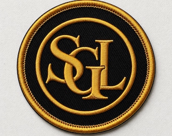 Custom  Monogram Patch, Black Gold Embroidered Badge, Personalized Gift for Men and Women, Christmas Gift