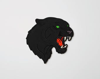 Embroidered Black Panther Patch | Biker Vest Iron-On Applique