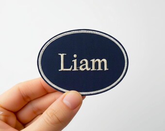 Personalized Oval Name Patch, Custom Embroidered Iron On