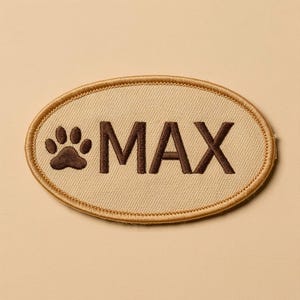 Bestickter Hundename Patch, Pfotenabdruck Haustier ID-Marke, Aufbügeln für Weste Abzeichen