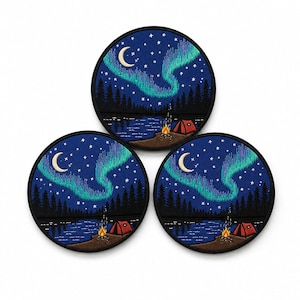 Aurora Borealis Broderad Tygmärke Set, Järnögla, sy-på, kardborreband