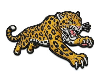 Écusson jaguar, écusson léopard thermocollant, insigne brodé félin pour vestes et sacs