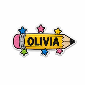 Custom Name Pencil Patch for Kids, Personalized School Backpack Name Badge, Cute Student Gift