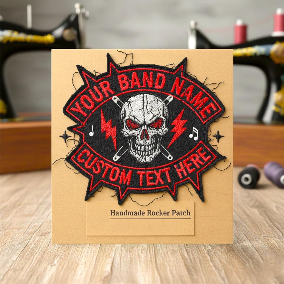 Custom Name Biker Patch | Embroidered Skull Rocker Jacket Patch | Heavy ...