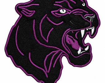 Black Jaguar Patch, Purple Big Cat Embroidered Patch, Wild Cat Badge, Christmas Gift for Men and Women, Jacket Backpack Decor