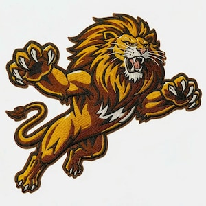 Embroidered Lion Patch, Roaring Wild Animal Badge for Jackets, Vests