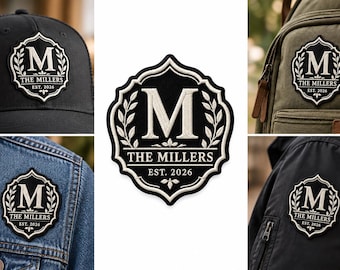Custom Family Monogram Patch, Personalized Family Name Emblem, Christmas Gift for Men and Women, Custom Initial Patch