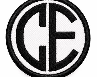 Black White CE Monogram Patch, Custom Style Embroidered Badge, Backpack Jacket Patch, Christmas Gift for Men and Women