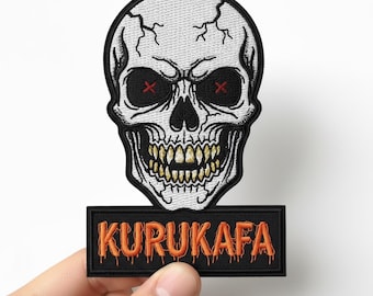 Gestickter Rissiger Schädel Aufnäher: Personalisierte Biker Applikation