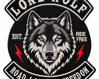 Wolf Biker Back Patch, Motorcycle Jacket Patch, Large Embroidered Wolf Patch, Christmas Gift