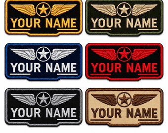 Custom Aviation Name Patch, Embroidered Wing Badge, Personalized Pilot Patch, Christmas Gift for Men and Women
