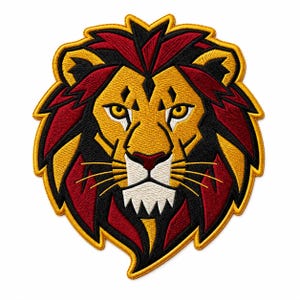 Patch com Cabeça de Leão Dourada – Patch Bordado de Leão, Patch Marcante para Jaqueta com Estampa Animal, Presente de Natal para Homens e Mulheres