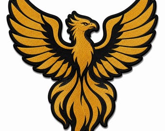 Golden Phoenix Back Patch Embroidered Biker Jacket Patch 10 Inch