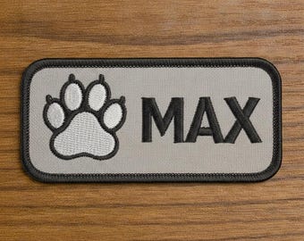 Custom Embroidered Pet Name Patch, Iron On Sew On Badge for Harness, Backpack