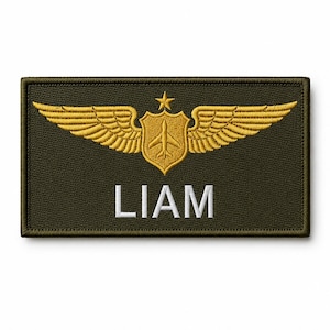 Embroidered Flight Suit Name Tag , Custom Wing  Patch , Personalized Badge