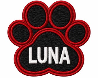 Custom Paw Pet Name Patch, Personalized Pet Patch, Dog Name Embroidered Patch, Christmas Gift, Pet Gift