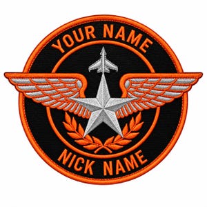 Custom Gestickter Pilot Patch - Kampfjet Flügel Name Tag zum Aufbügeln/Klettverschluss