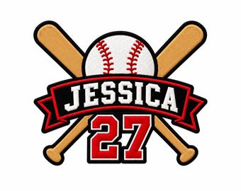 Anpassad basebollmärke med namn och nummer, personlig sportmärke, spelarnamn och nummer, jacka och ryggsäckmärke, julklapp