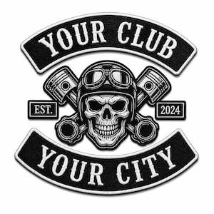 Écusson de dos de motard personnalisé, écusson de club de moto personnalisé, grand écusson rocker brodé