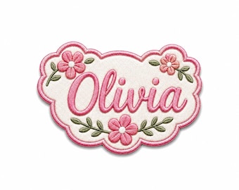 Personalized Floral Name Patch | Custom Embroidered Name Patch | Cute Kids Name Badge | Iron On Sew On Velcro