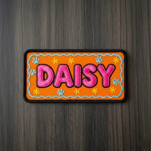 Custom Dog Name Patch, Embroidered Pet ID Tag, Iron On