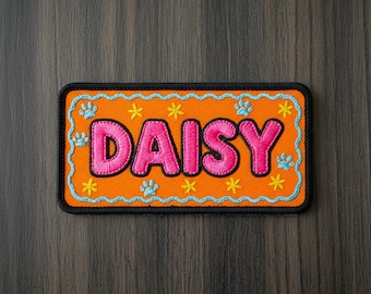 Custom Dog Name Patch, Embroidered Pet ID Tag, Iron On