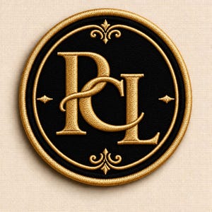 Zwart-gouden monogrampatch, gepersonaliseerde geborduurde badge, luxe jaspatch, kerstcadeau voor hem en haar.
