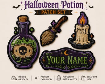 Halloween Potion Patch Set | Custom Name Embroidered Patch Gift