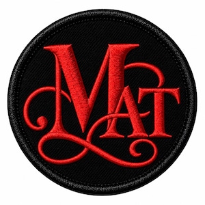 Black Red Monogram Patch, Circular Initial Patch, Christmas Gift for Girls or Men