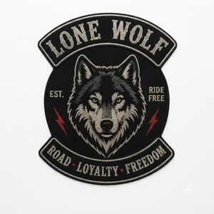 Parche trasero de lobo vintage, parche de lobo bordado grande, parche para chaqueta de motociclista, parche trasero para motocicleta, parche para coser de 25 cm.
