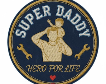 Super Daddy Embroidered Patch: Father's Day Iron-On Applique