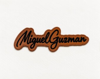 Custom Embroidered Name Patch, Brown Black Script Name Badge, Personalized Fabric Patch, Christmas Gift for Men and Women