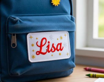 Individuell gestickter Namensaufnäher zum Aufbügeln für Schuluniform