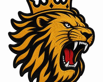 Crowned Lion Back Patch Large Biker Vest Embroidered Patch 10 Inch