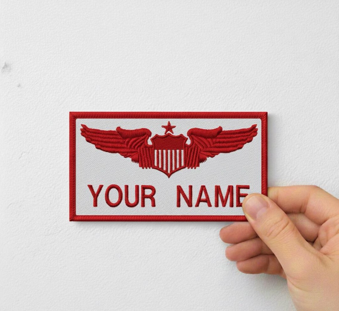 Custom Pilot Wings Name Patch Embroidered Flight Suit Uniform Tag