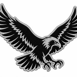 Eagle Silhouette Patch, Black Silver Bird Patch, Embroidered Eagle Patch, Jacket Hat Backpack Patch, Christmas Gift