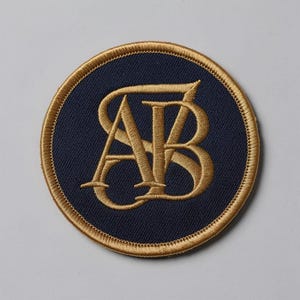 Custom Monogram Patch – Navy Blue Embroidered Crest for Jackets (Iron-On)