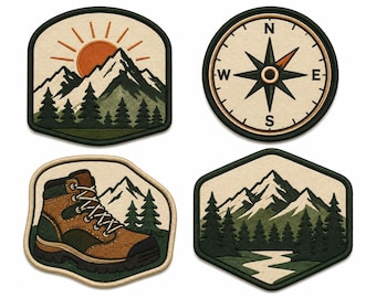 Bergwander-Aufnäher-Set, gestickte Outdoor-Abenteuer-Aufnäher, Camping-Rucksack-Abzeichen-Set