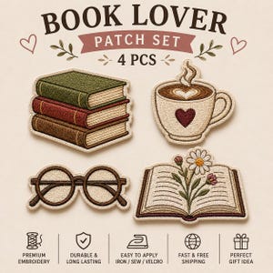 Book Lover Patch Set Embroidered Reading Patches