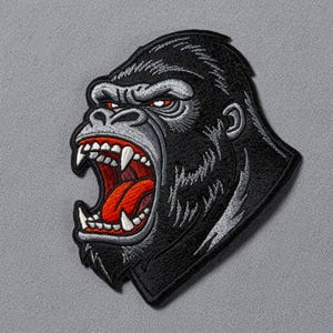 Roaring Gorilla gestickter Aufnäher, Angry Biker Ape Badge, Wildtier-Jackenapplikation