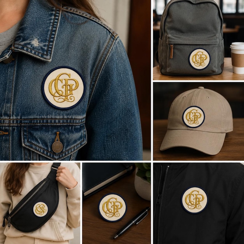 Individueller Monogramm-Aufnäher – Personalisierter Initialbuchstaben-Aufnäher für Jacken, Taschen und Hüte Bild 2