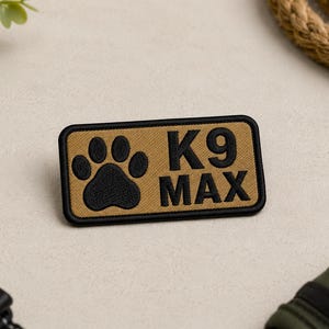 Écusson personnalisé pour nom de chien – Badge brodé pour gilet pour animal de compagnie, étiquette à repasser