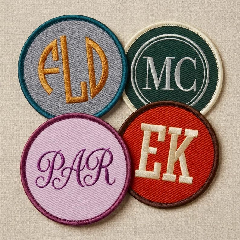 Custom Monogram Patch Personalized Embroidered Initial Badge image 1