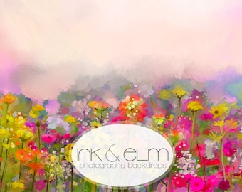 Spring Backdrop 6ft x 5ft, Photography Backdrop watercolor florals, Spring Photo Backdrop, Photography studio backdrop "Song of Spring"