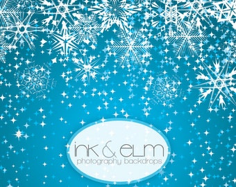 Holiday Backdrop 3ft x 2ft, Christmas photography backdrop, snowflakes backdrop "Winter Skies"